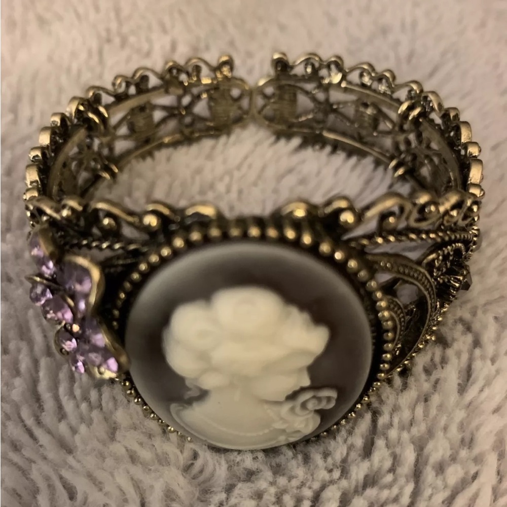 Vintage Cameo Bracelet with Purple Accents